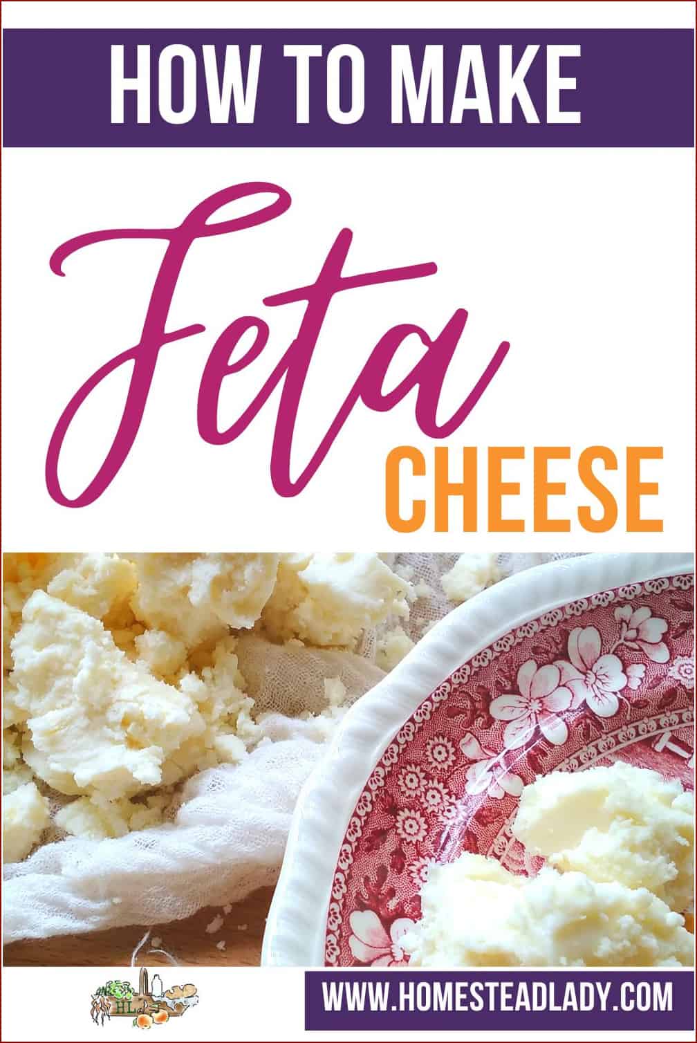 homemade feta cheese on a plate and on cheesecloth