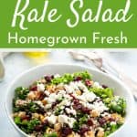 raw kale salad with feta cheese in a bowl
