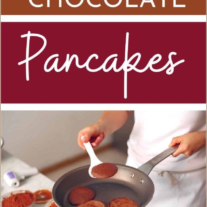 chocolate cranberry pancakes in a pan