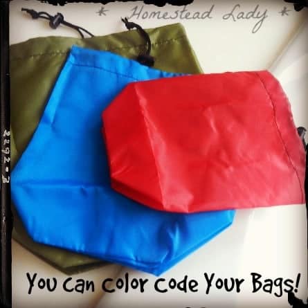 Baby Shower Gift - Bug out Bag for Baby - use ditty bags to color coordinate items. www.homesteadlady.com