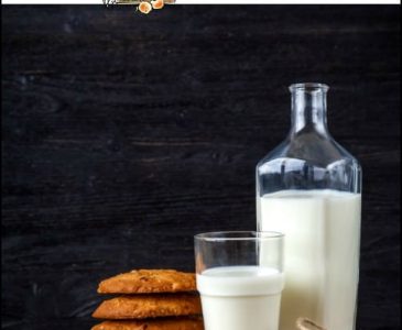 Milk in a bottle and glass with cookies