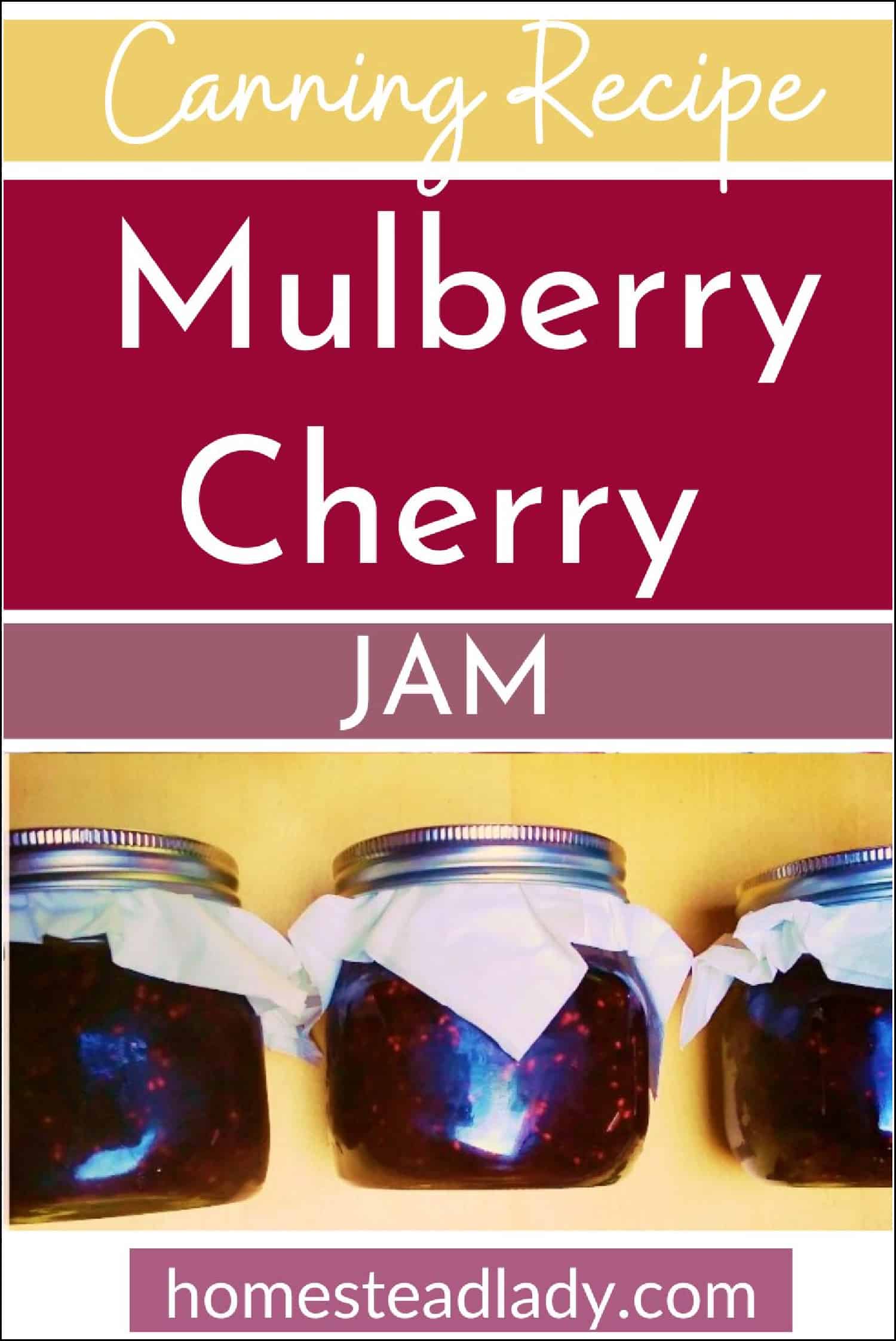 mulberry jam in jars on a wooden table