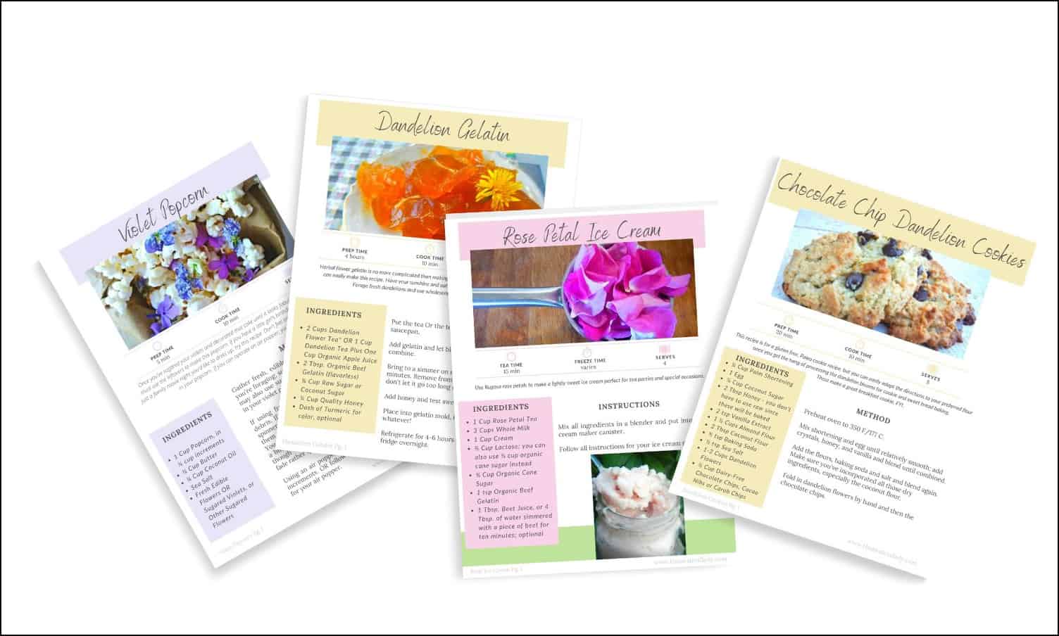 Herbal Flower Recipes sample pages, decorative