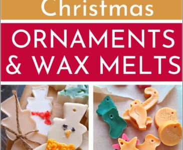 wax ornaments and candle melts on parchment paper